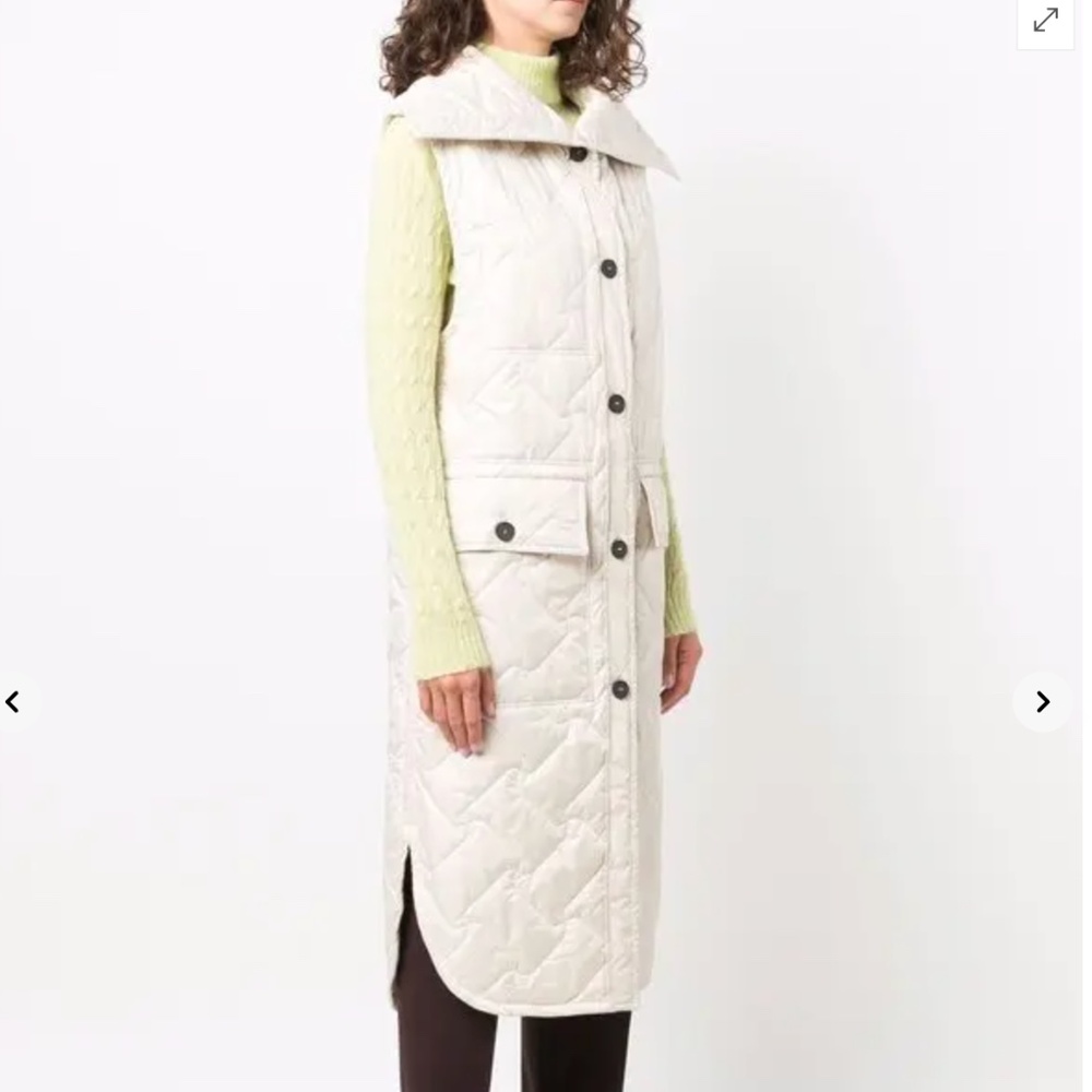 TELA beige quilted longline vest